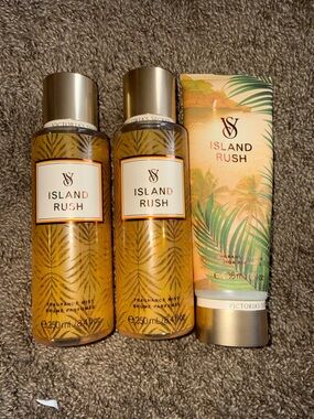 Victoria's Secret Island Rush Fragrance Mist x 2 & 1 used lotion for free